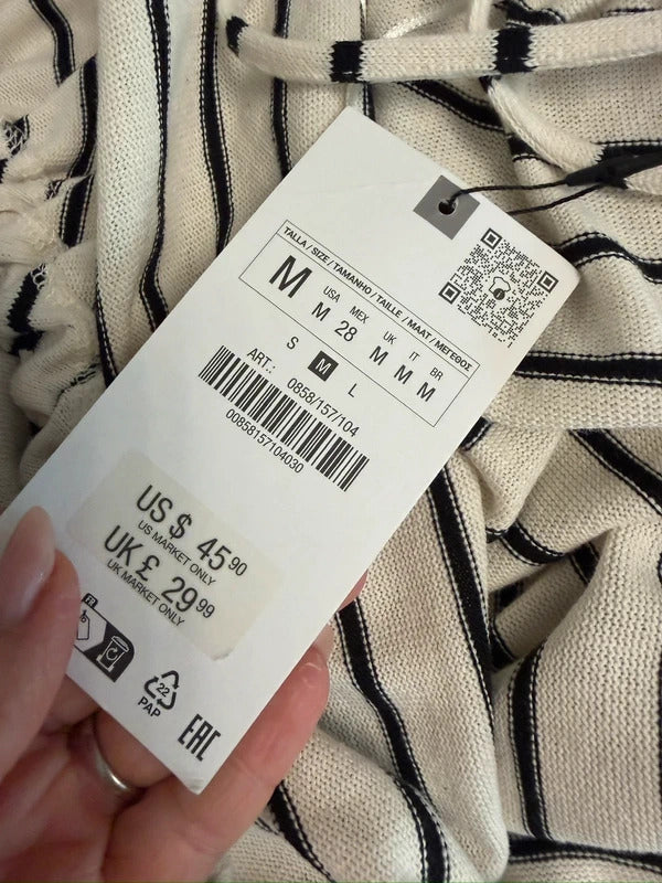 BNWT Zara Cream & Black Stripe Maxi Dress Medium
