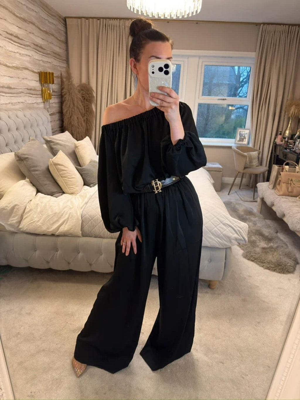Kevan Jon Black Wide Leg Jumpsuit Small