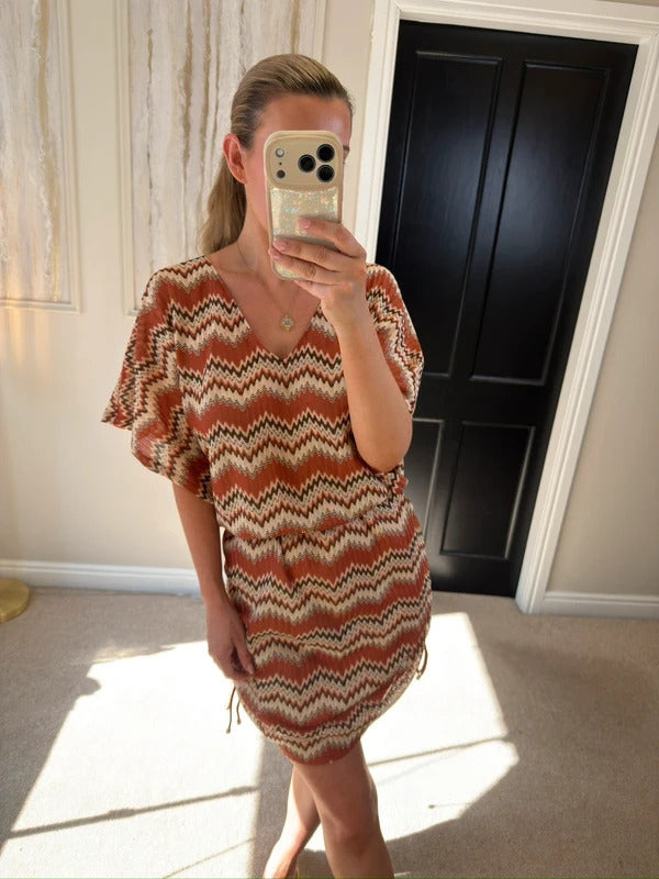 South Beach Copper Crochet ‘Poolside’ Ruched Cover Up 12