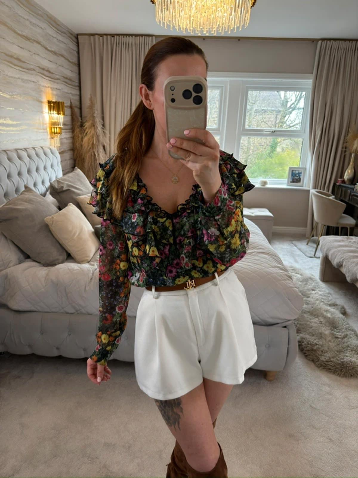 Ted Baker Multicoloured Floral Frill Blouse 10