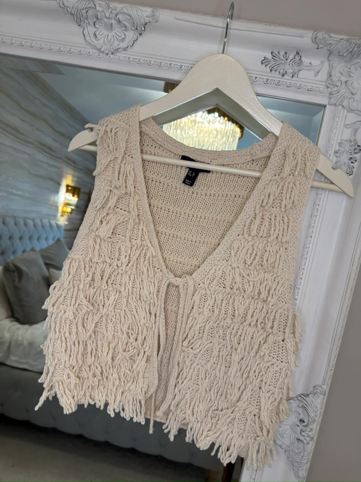 Cream Shaggy Boho Waistcoat 8