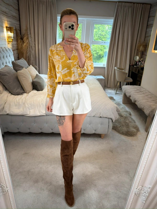 Next Mustard Yellow & White Floral Blouse 12