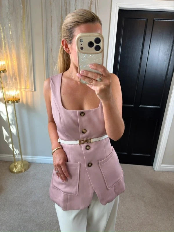 CrazyDizzy Pink Waistcoat / Top Large
