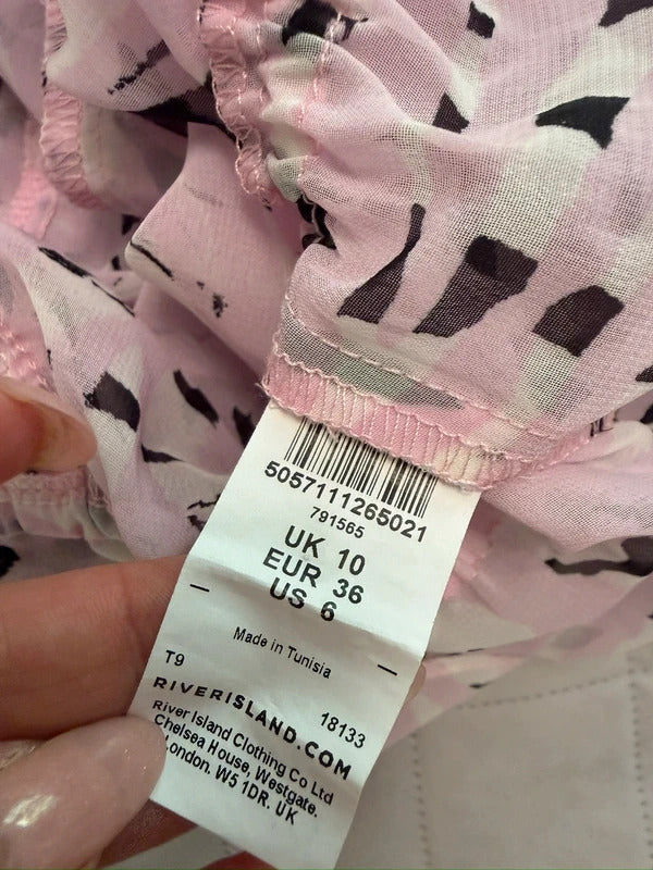 River Island Light Pink Frill Sheer Blouse 10