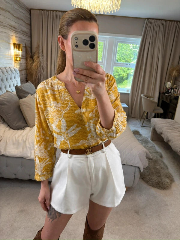 Next Mustard Yellow & White Floral Blouse 12