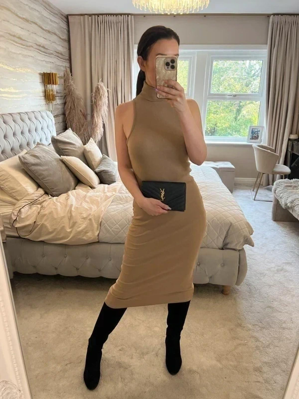 Zara Brown Roll Neck Midi Dress 10