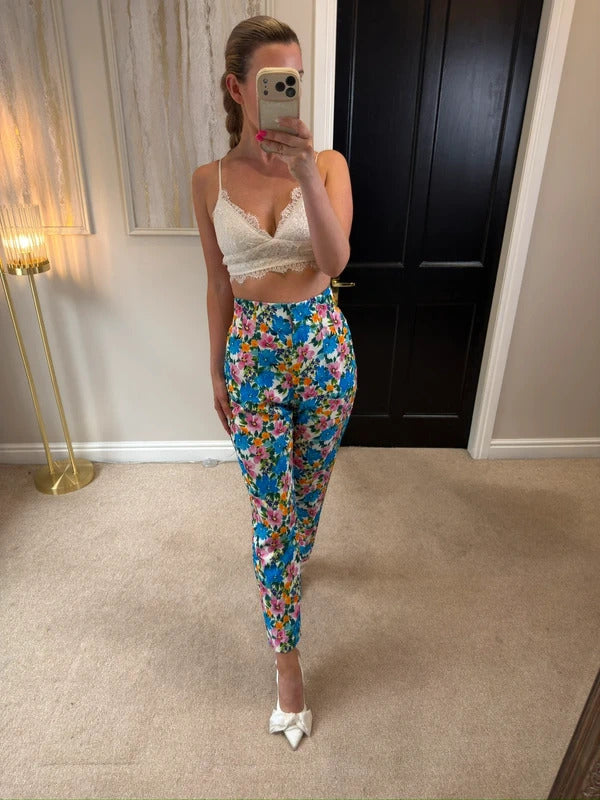 BNWT Zara Multicoloured Floral Trousers Large