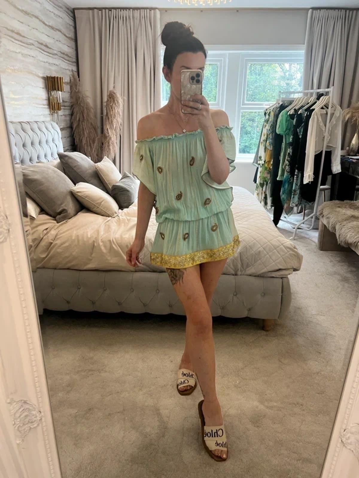 Miss June Mint Green Embellished Kaftan One Size