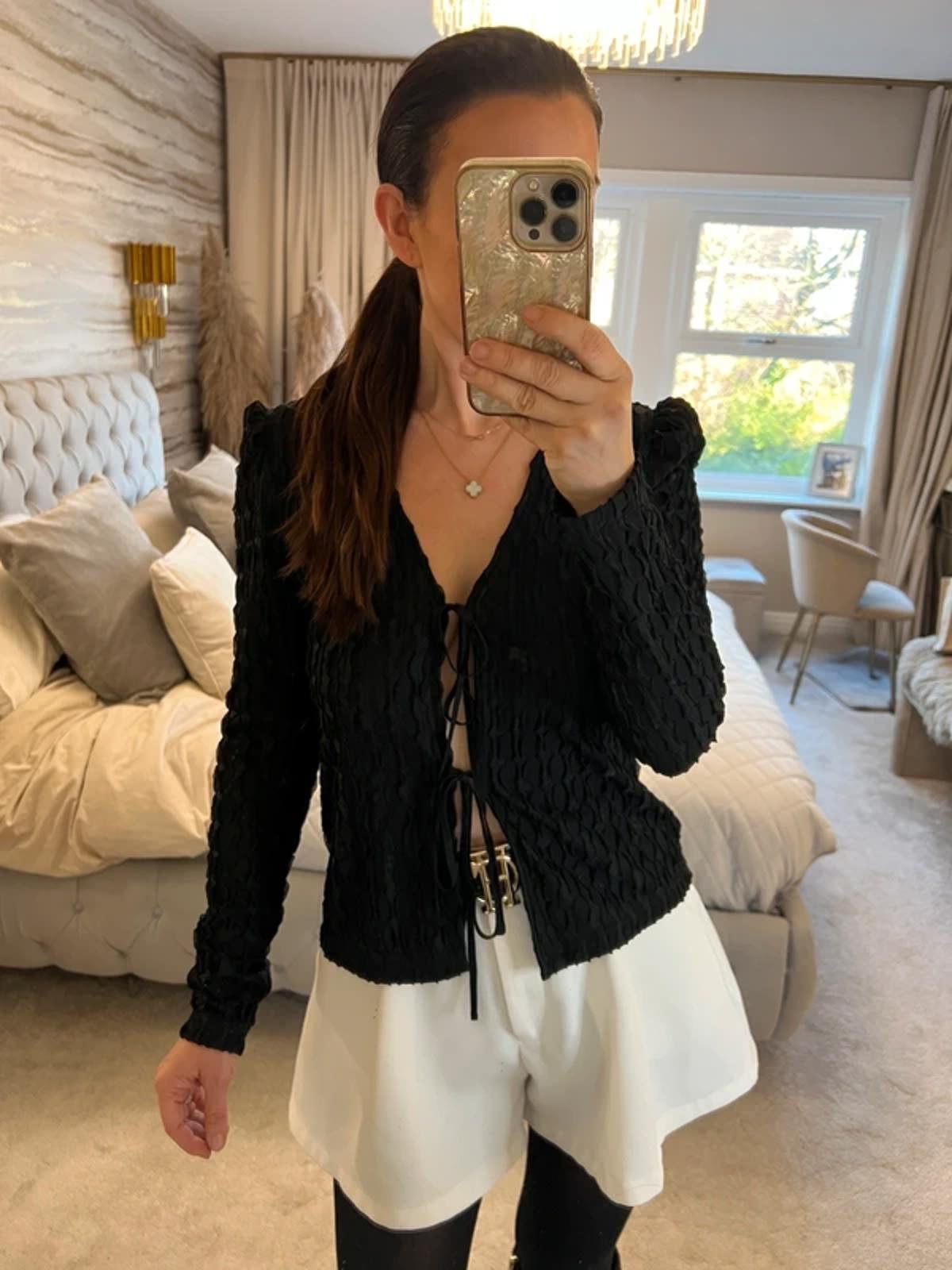 Lola May Black Tie Front Blouse 8