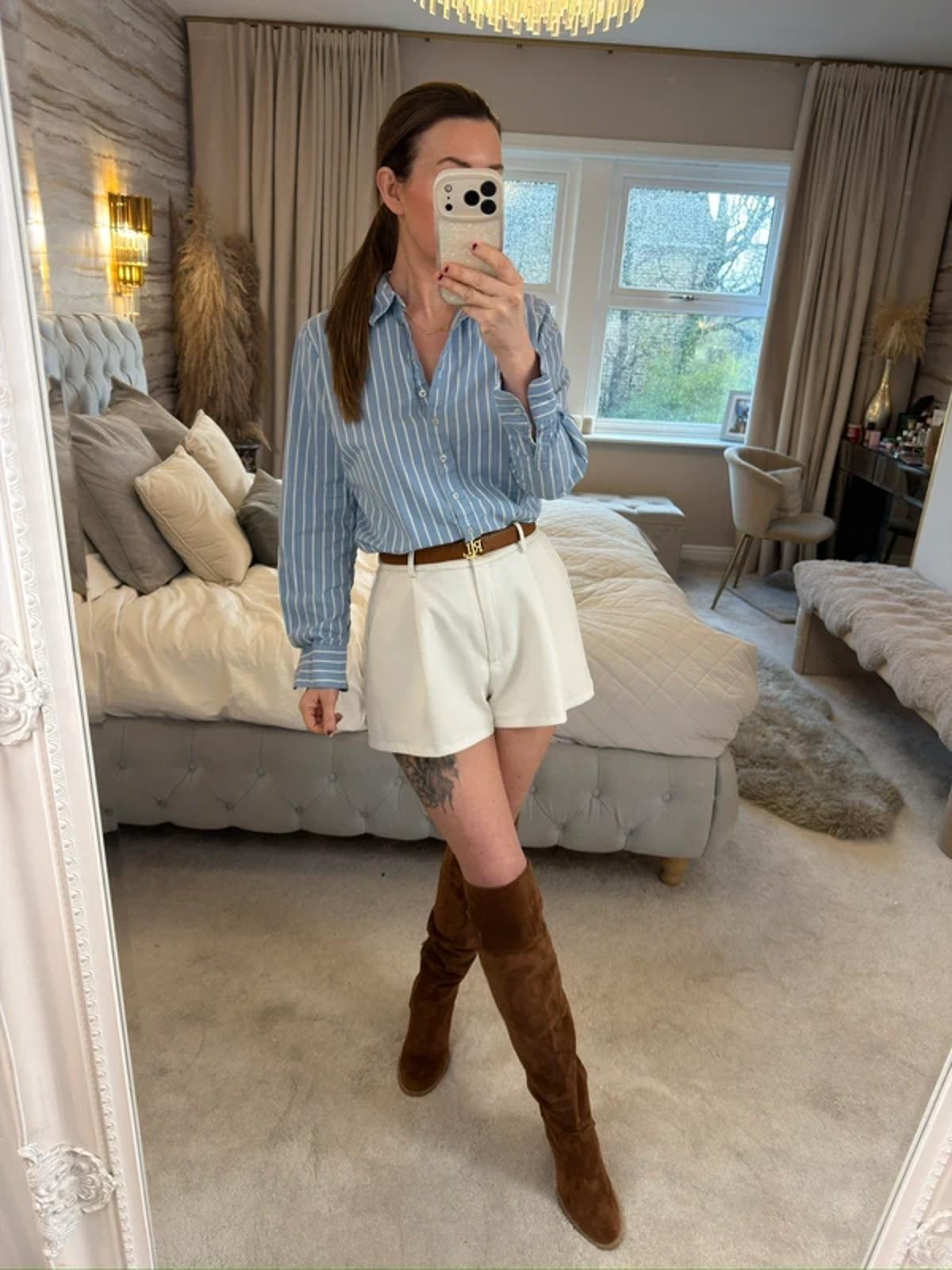 M&S Blue & White Stripe Shirt 14
