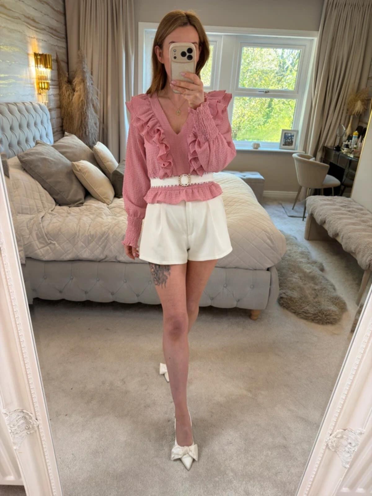 Oasis Pink Frill Blouse 6