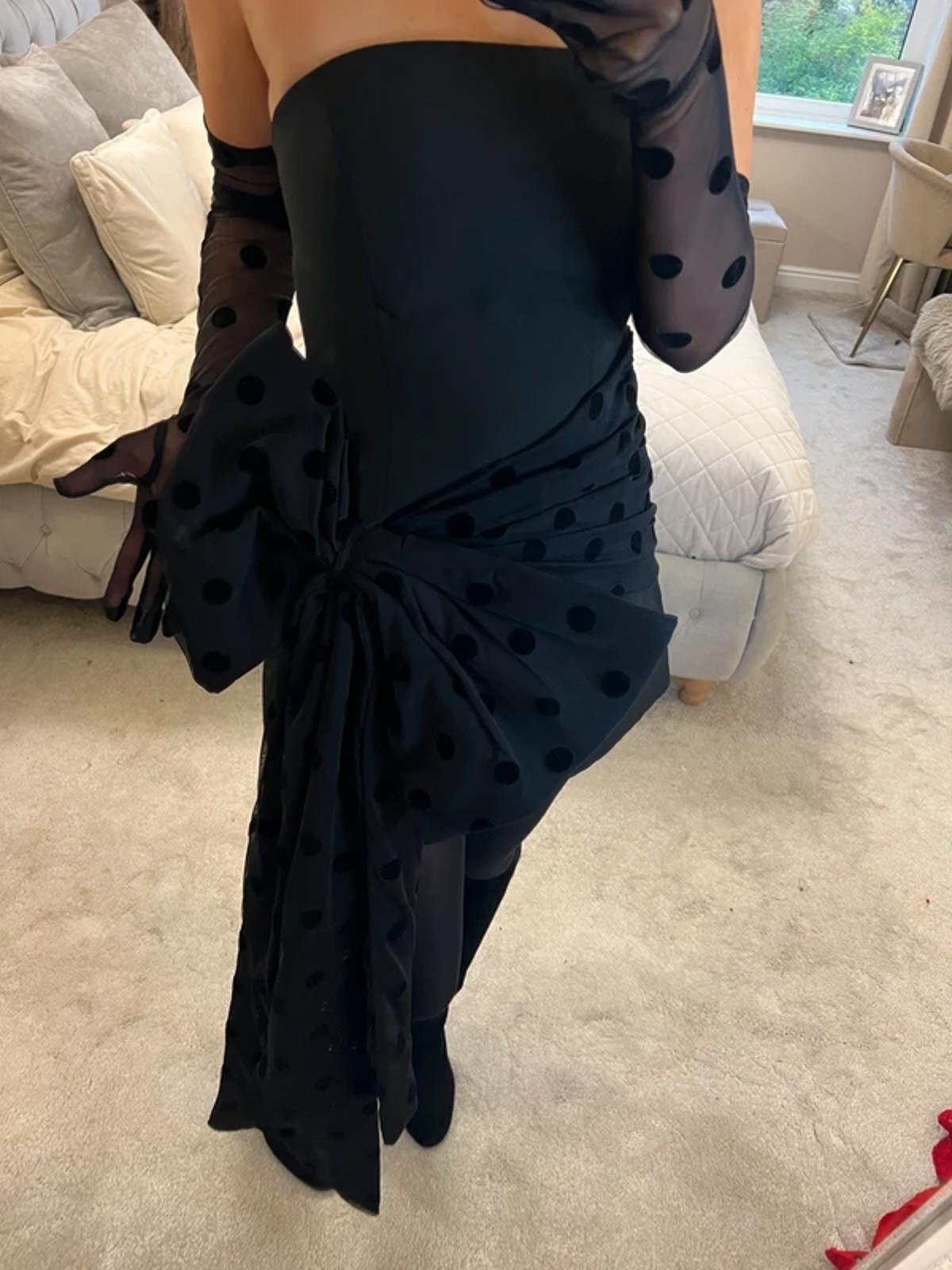 Murci Black Oversized Bow Mini Dress With Gloves 8