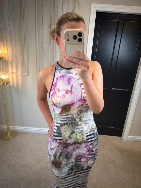 Ted Baker Floral Stripe Dress 8