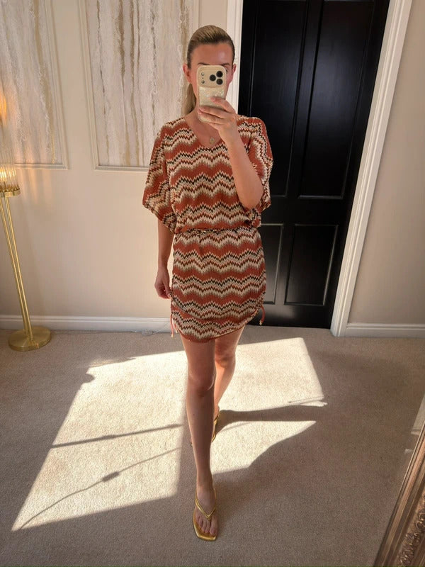 South Beach Copper Crochet ‘Poolside’ Ruched Cover Up 12