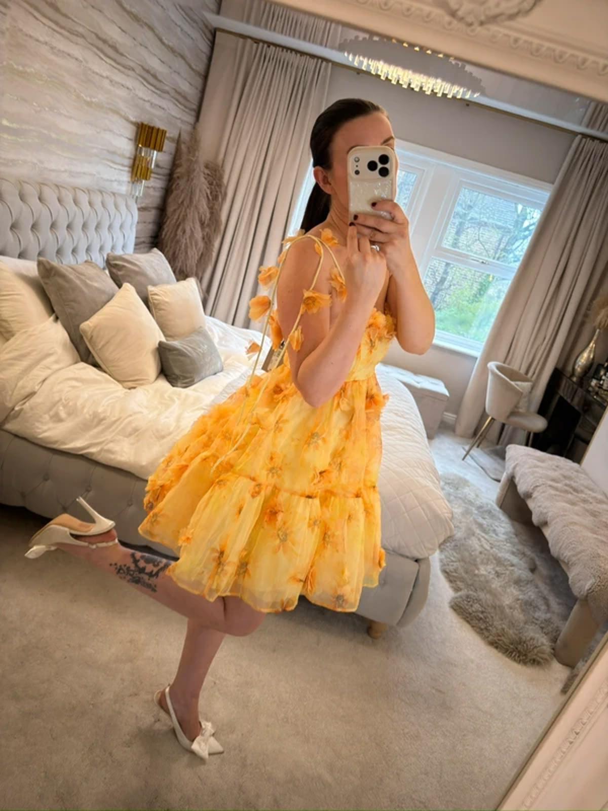 BNWT River Island Yellow 3D Floral Dress 6