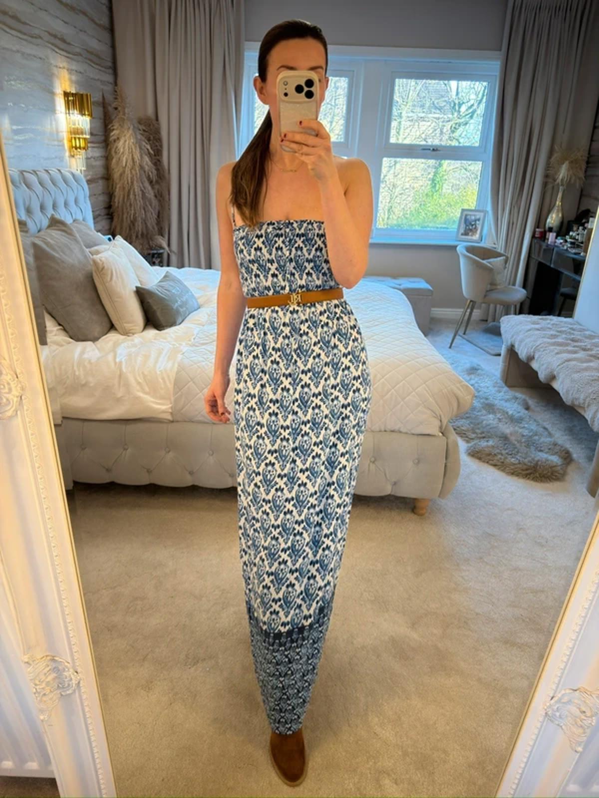 M&S Blue & White Maxi Dress 10