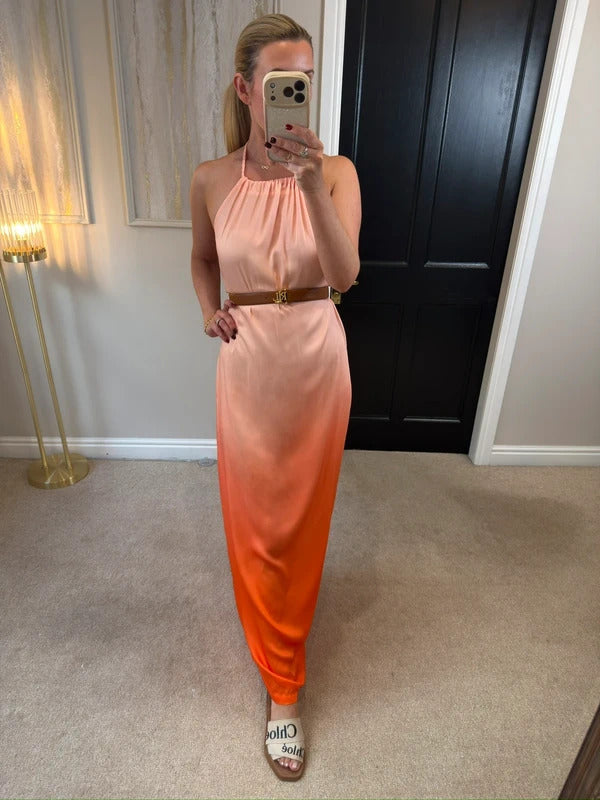 BNWT Next Orange / Pink Ombré Plait Maxi Dress 10