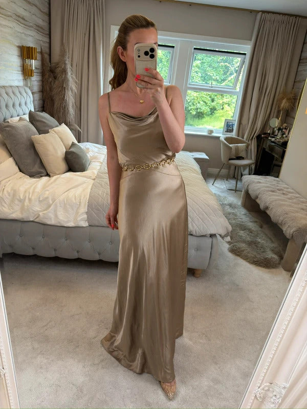 Vintage Monsoon Gold Silk Beaded Dress 10