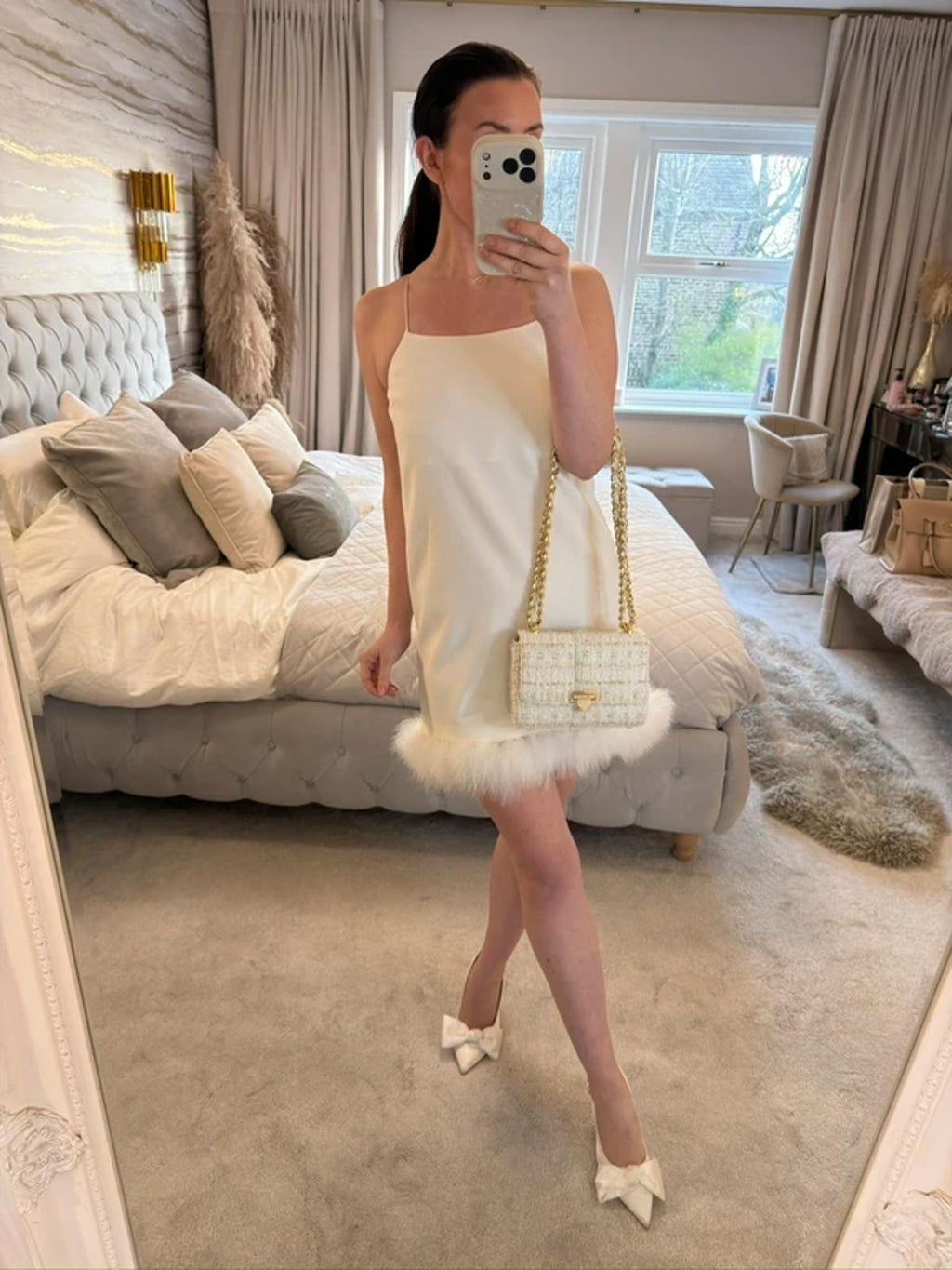 Topshop White Feather Mini Dress 6
