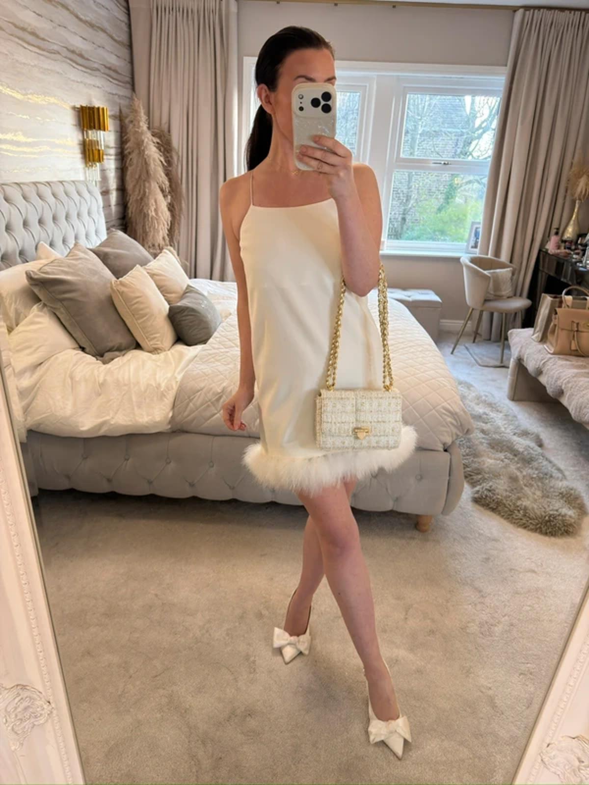 Topshop White Feather Mini Dress 6