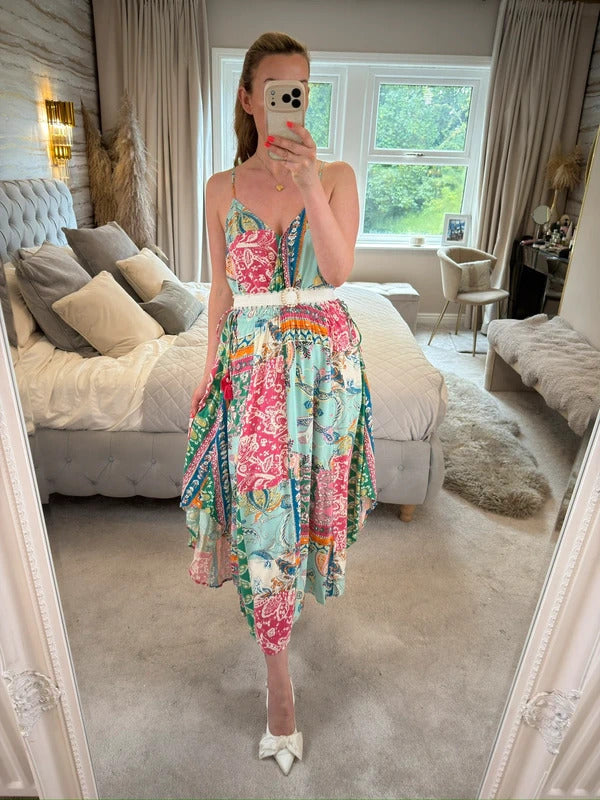 Monsoon Multicoloured Paisley Midi Dress Medium