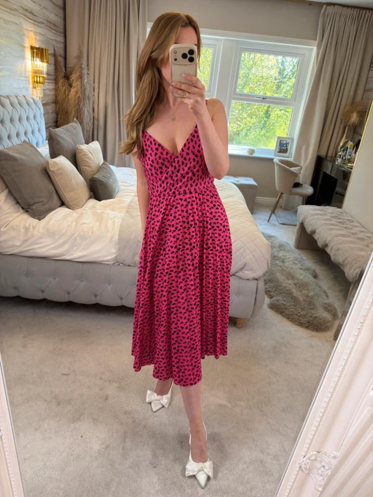 River Island Pink Pleated Diamanté Midi Dress 12