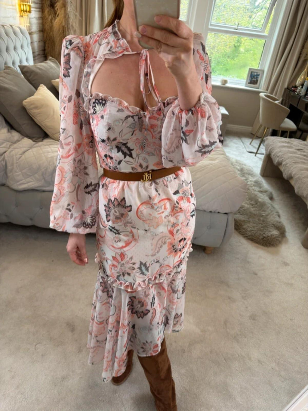 River Island Boho Tie Front Dip Hem Dress 8