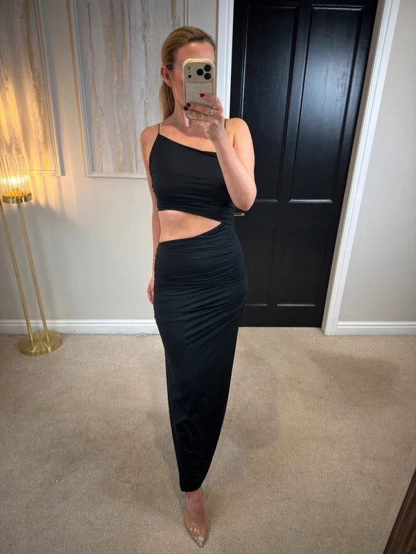 BNWT Zara Black Slinky Split Maxi Dress Medium