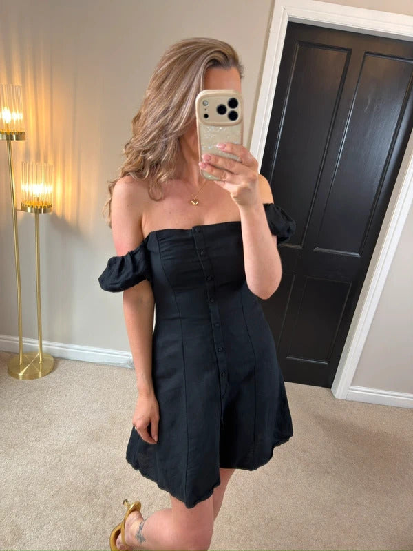 Zara Black Off The Shoulder Mini Dress XS