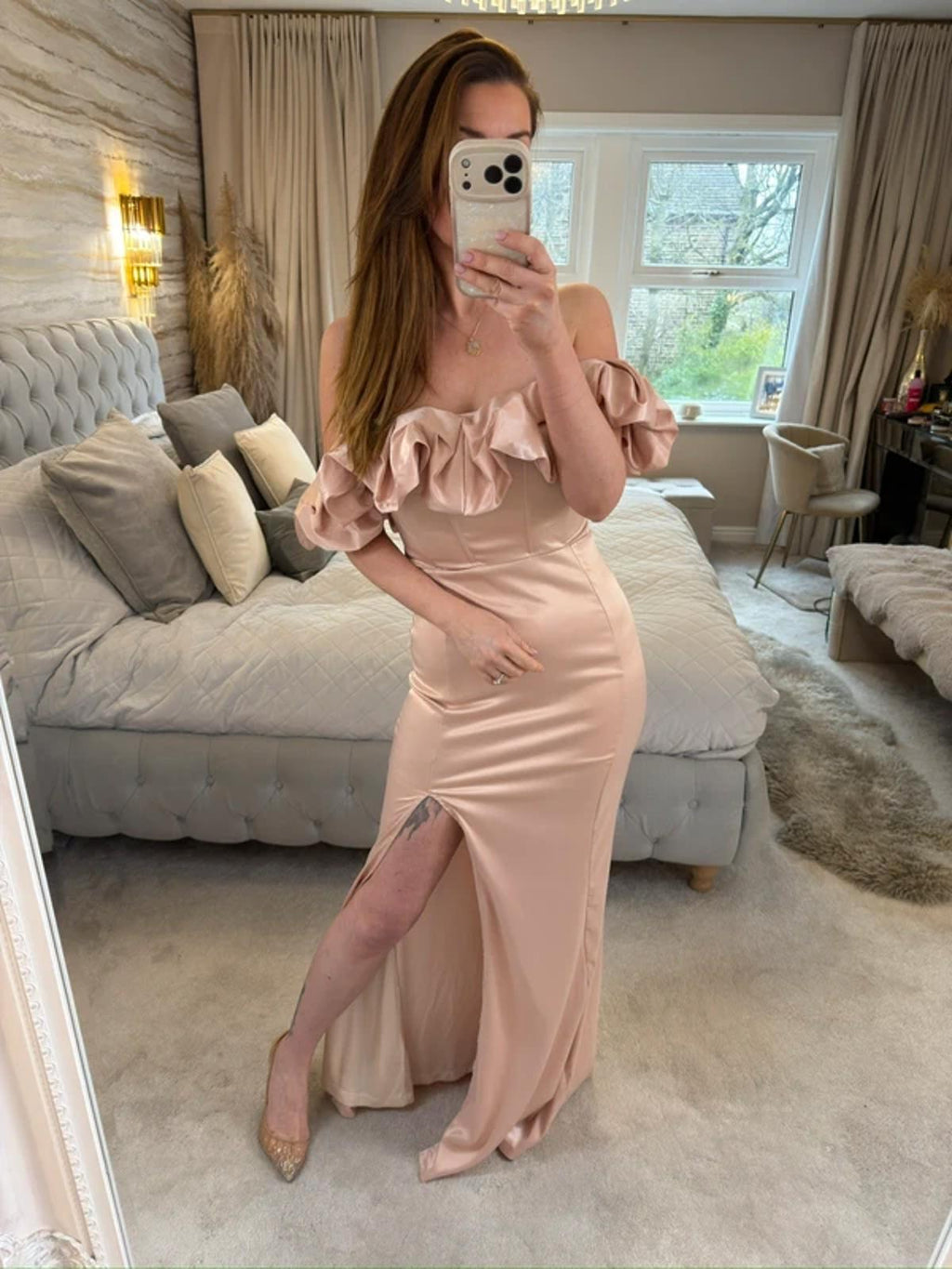 Club L London Pink / Nude Long Dress 6