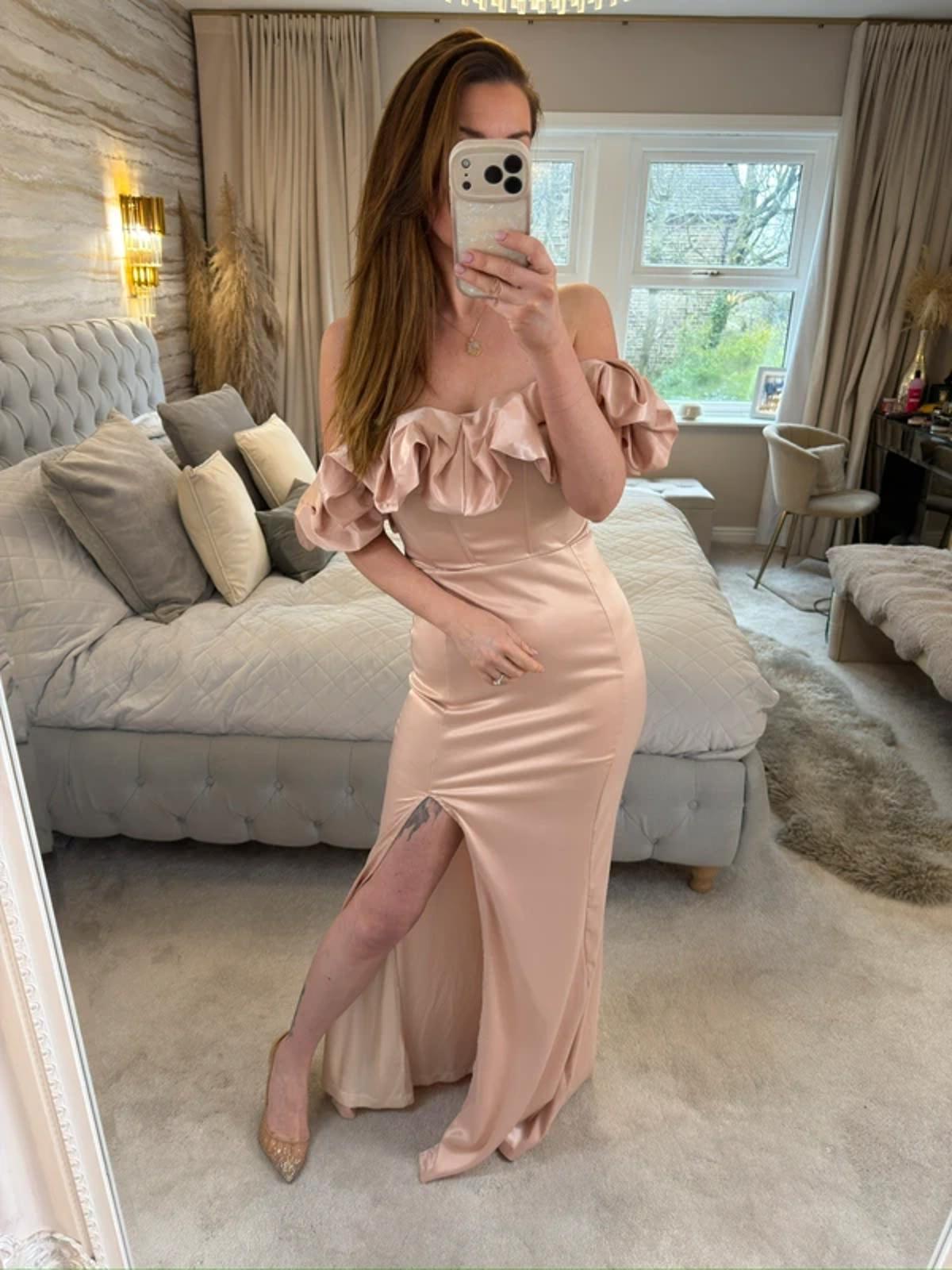 Club L London Pink / Nude Long Dress 6