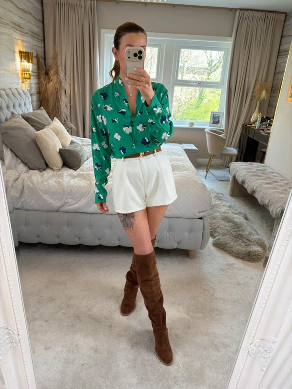 Monsoon Green Floral Blouse 16