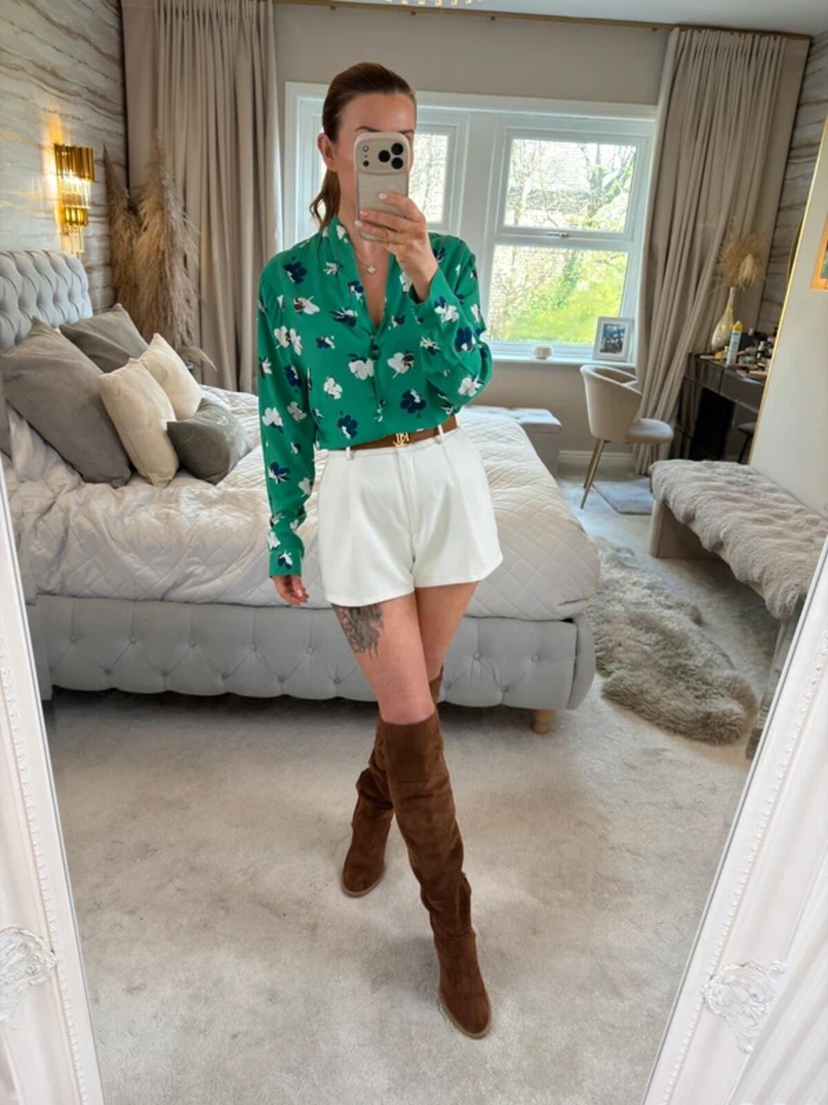 Monsoon Green Floral Blouse 16