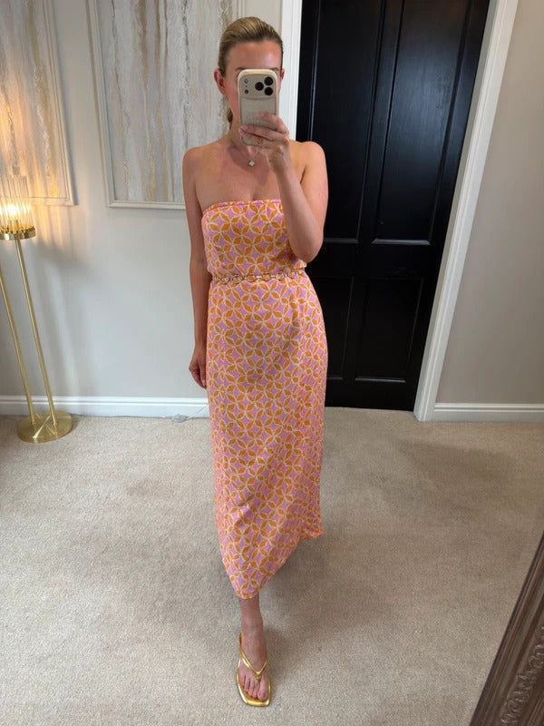 Anthropologie The Aliza Strapless Linen Maxi Dress Small