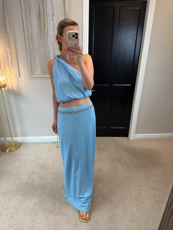 BNWT Abercrombie & Fitch Blue Maxi Skirt Co Ord Medium