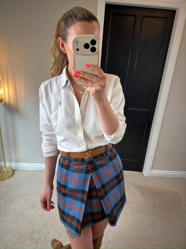 Alexander McQueen Paddington Check Pleated Prince Wales Mini Skirt Size Medium