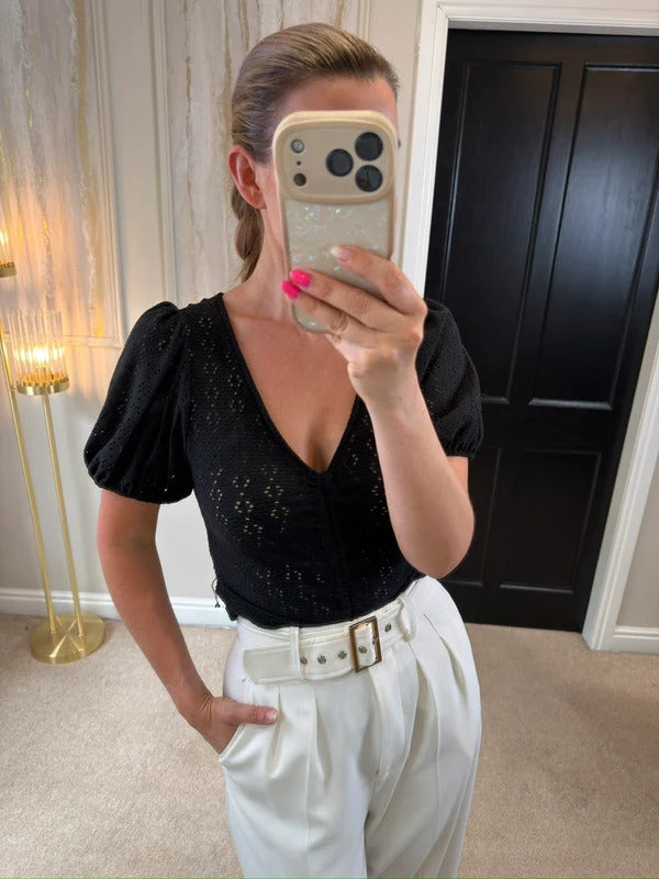New Look Black Semi Sheer Top 8