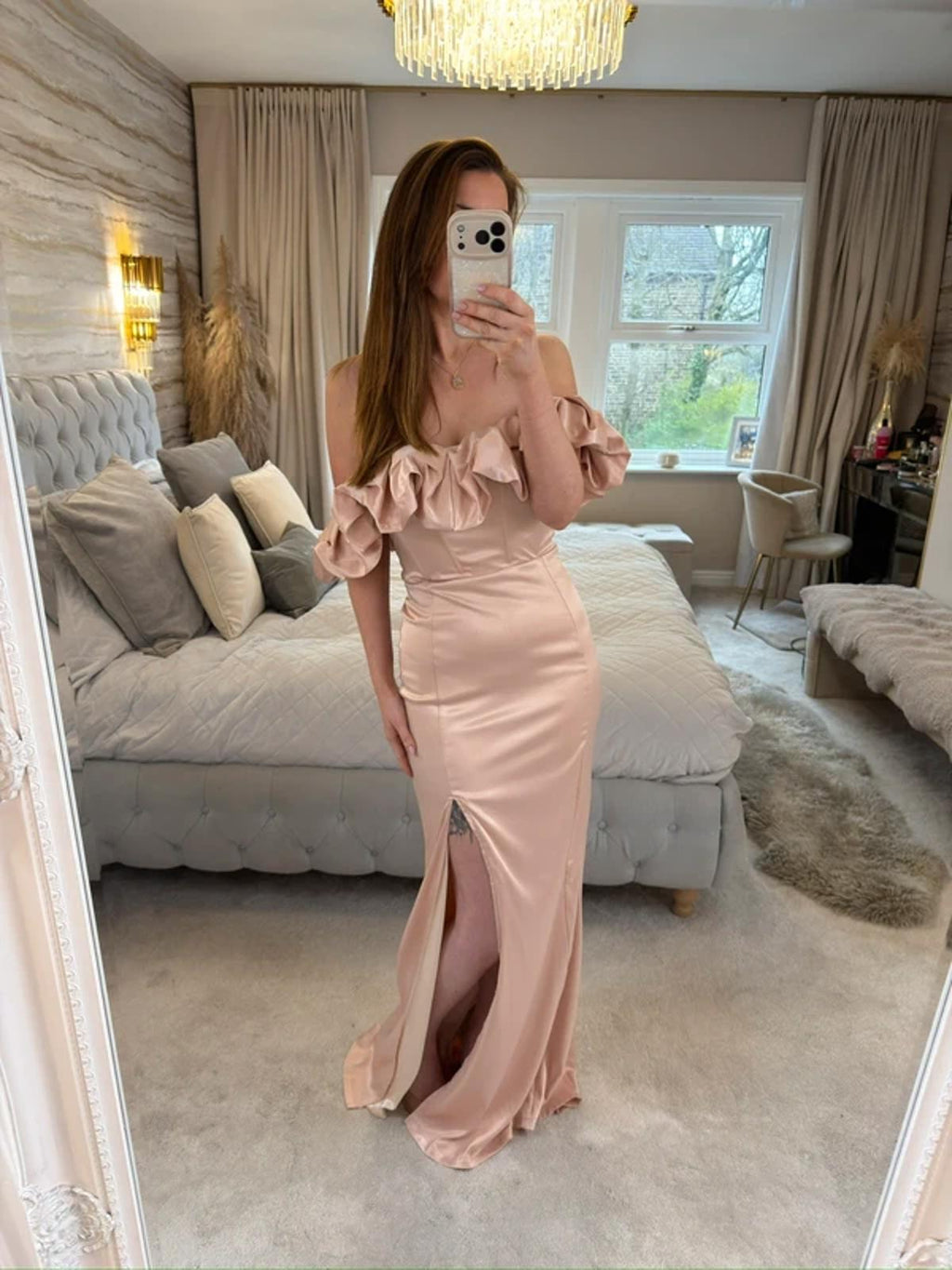 Club L London Pink / Nude Long Dress 6