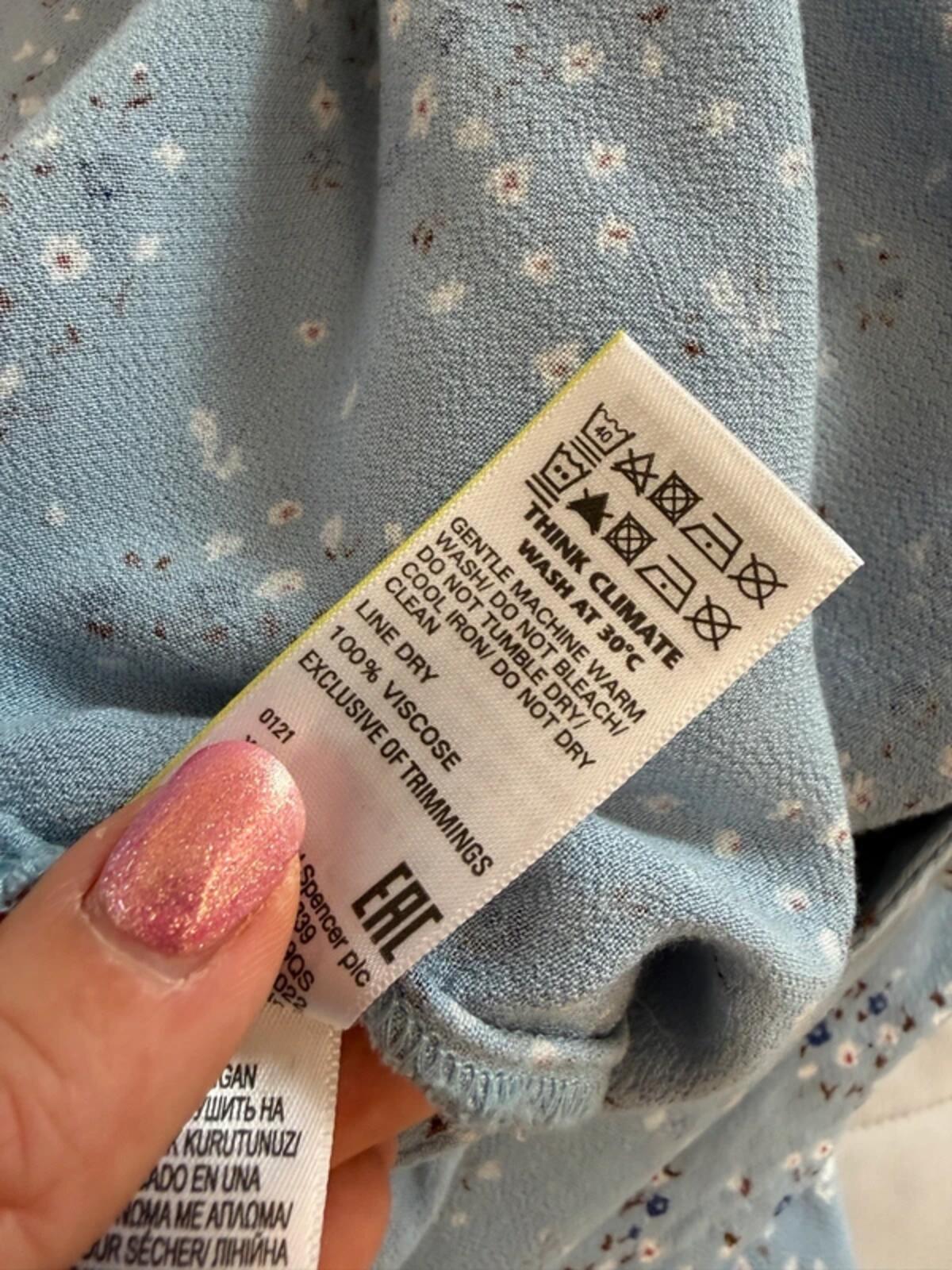 M&S Blue Floral Tassel Midi Dress 16