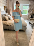 New Look Light Blue Denim Off The Shoulder Dress 8