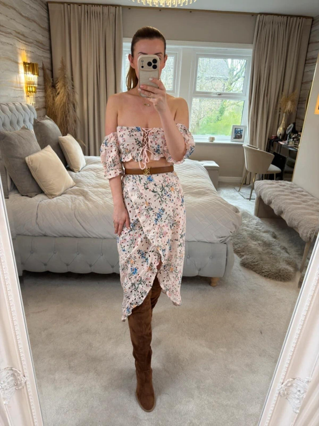 ASOS Pink Floral Broderie Anglaise Skirt Co Ord 8 BNWT