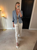 Donatella Firenze Navy & White Stripe Nautical Blazer Small