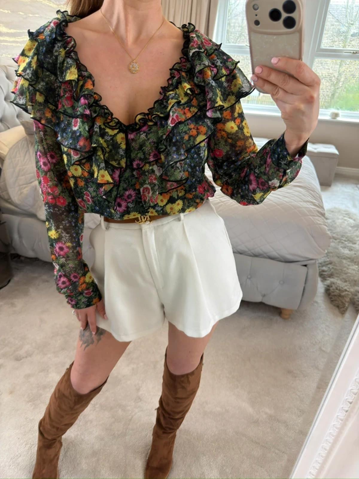 Ted Baker Multicoloured Floral Frill Blouse 10