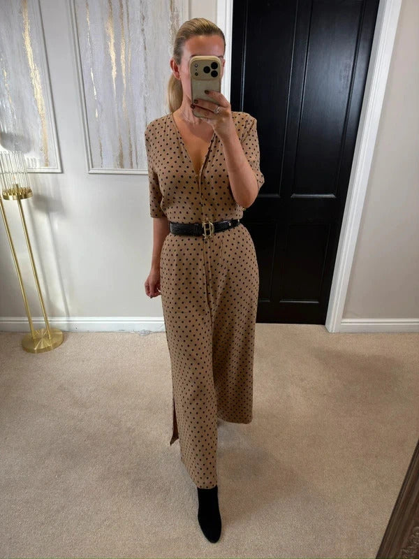 Jigsaw Beige & Black Polka Dot Jumpsuit 12