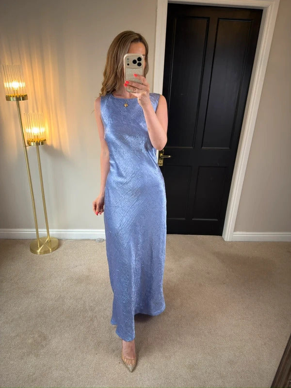 Vintage Monsoon Lilac /Blue  Textured Dress Large