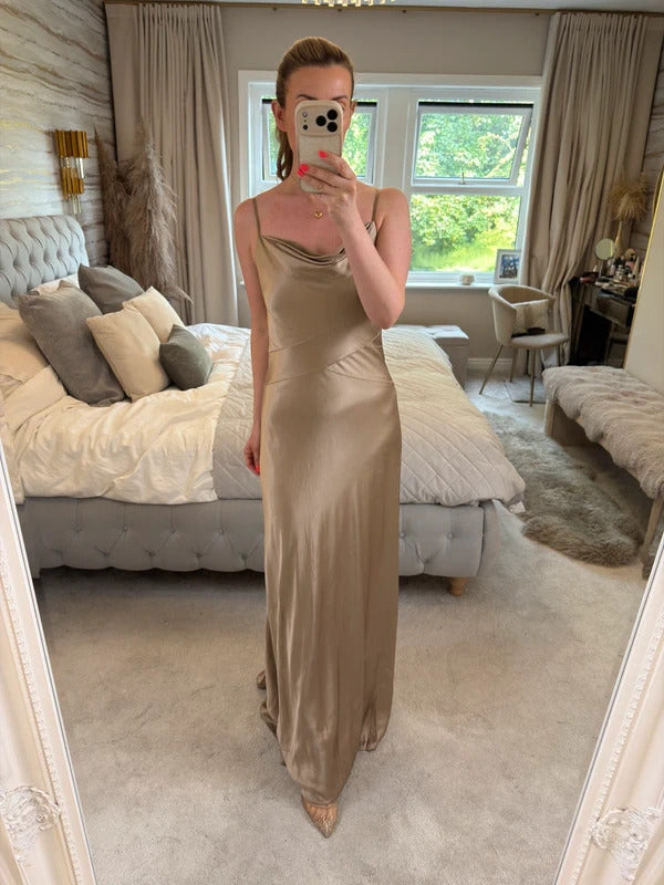 Vintage Monsoon Gold Silk Beaded Dress 10