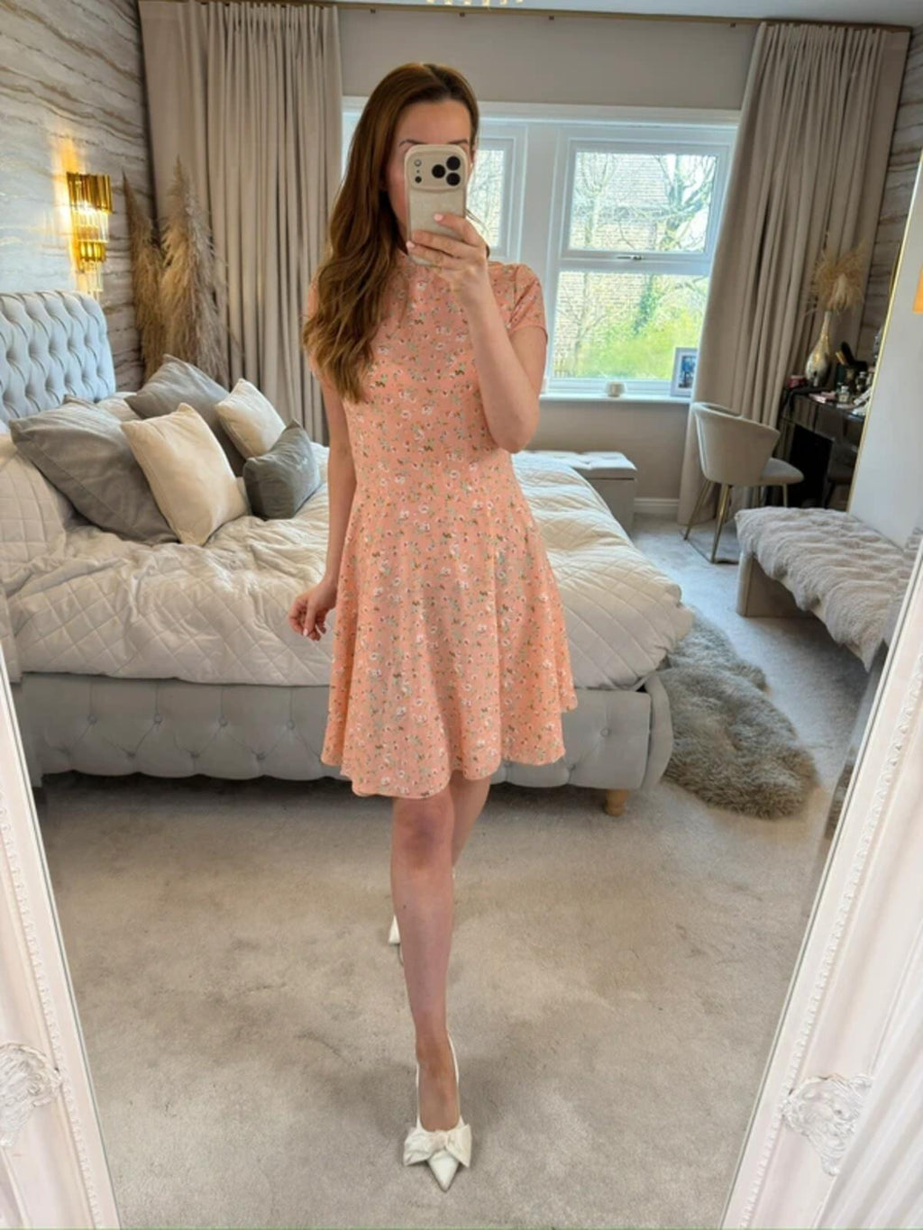 H&D Pink Floral Oriental Dress Large