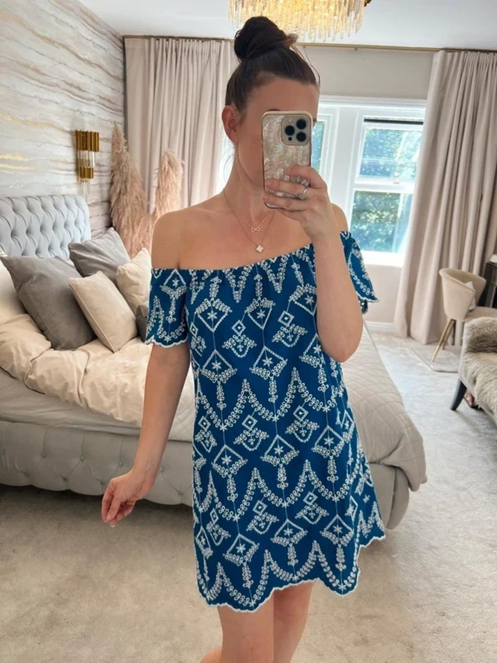 Miss Selfridge Blue & White Broderie Anglaise Mini Dress 10