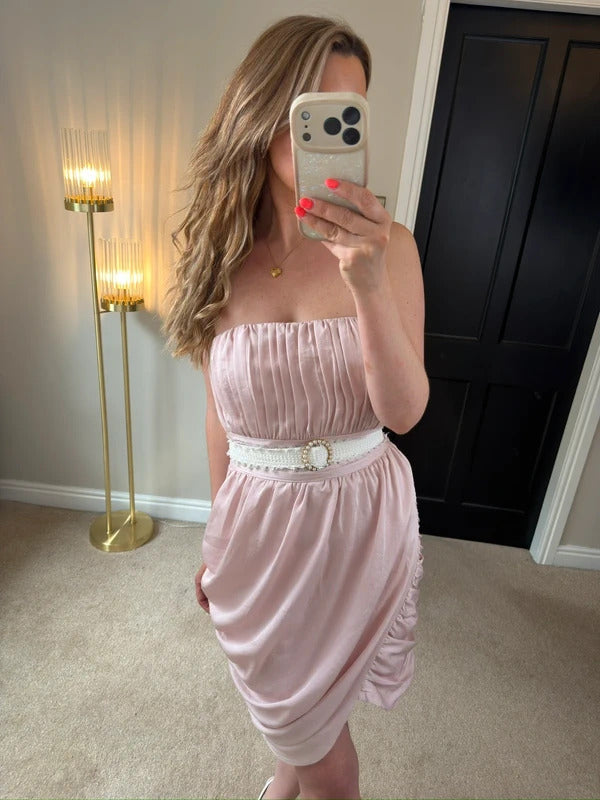 H&M Pink Draped Mini Dress BNWT 10