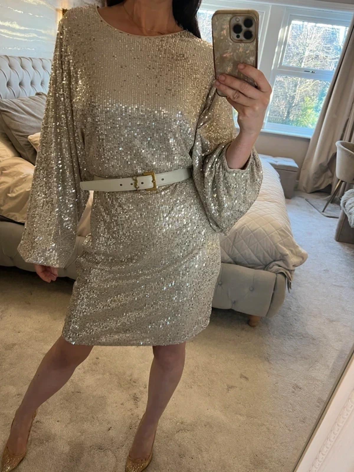 BNWT V By Very Champagne Sequin Dress 16 ⭐